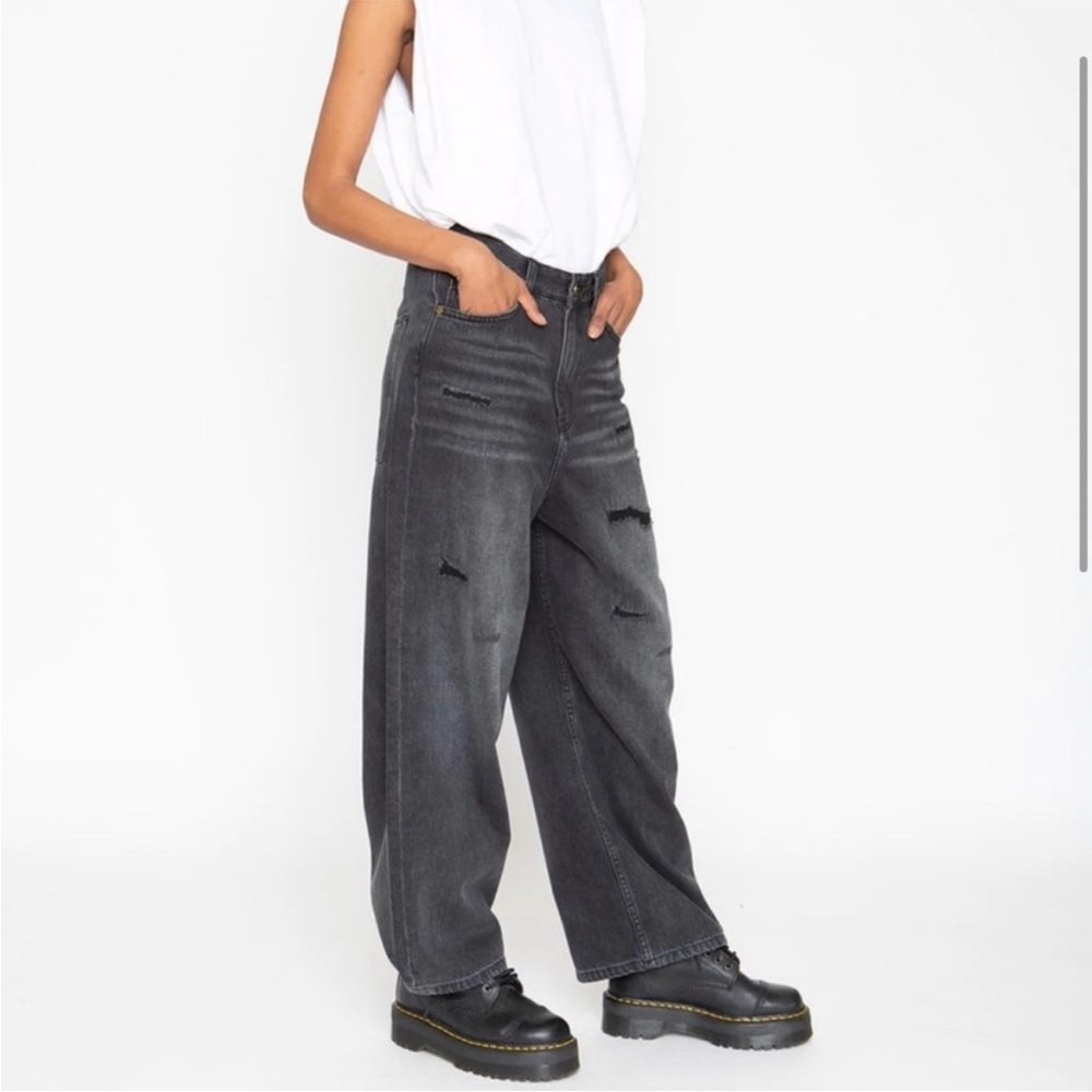 NWT Size 27 Sandrine Rose x Free People Black Wide Leg Jeans